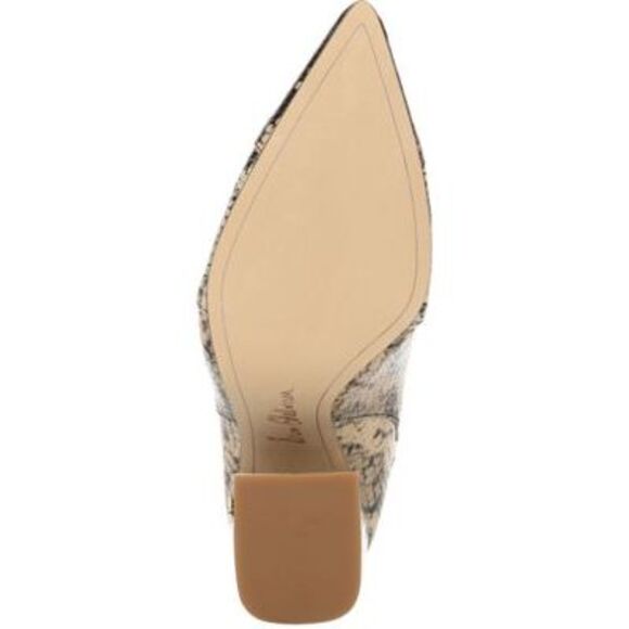 NWT SAM EDELMAN Womens Beige Snakeskin Reverie   Heeled Mules Shoes 5.5 M - Picture 4 of 5